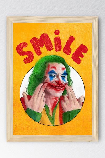 Saturn Joker Smile Framed Painting - Movie Poster Painting
