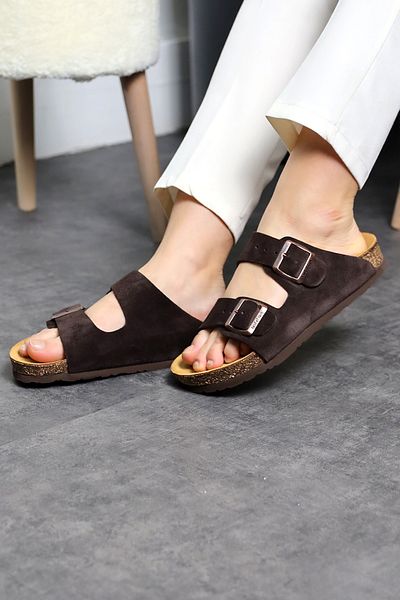 Land of Cork Anatomical Natural Cork Sole Suede Leather Slippers