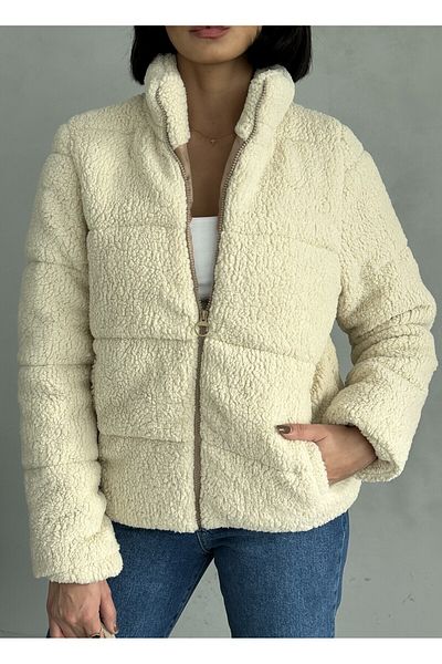 moda armanc Teddy Puffer Jacket - Plush Embossed Design