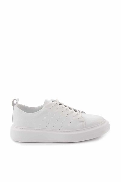 Bambi Λευκό Γνήσιο Δερμάτινο Ανδρικό Sneaker E01811338203