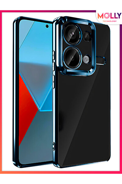 Molly Xiaomi Redmi Note 13 Pro 4g Için Kenarları Mavi Lou Lazer Şeffaf Siliko...