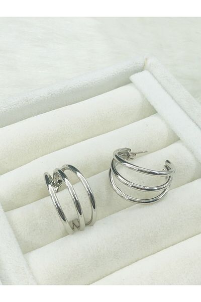 DS DİAMONDSHOP Hoop Model Steel Earrings - Byçkp- 202502845