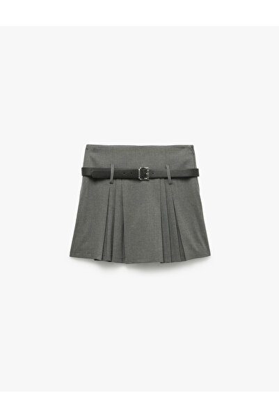 Koton Kemerli Pileli Mini Şort Etek