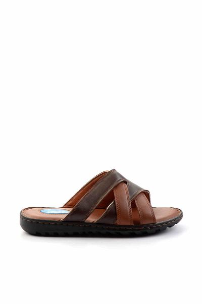 Bambi Ανδρικές παντόφλες Tan Brown από γνήσιο δέρμα E04437182803
