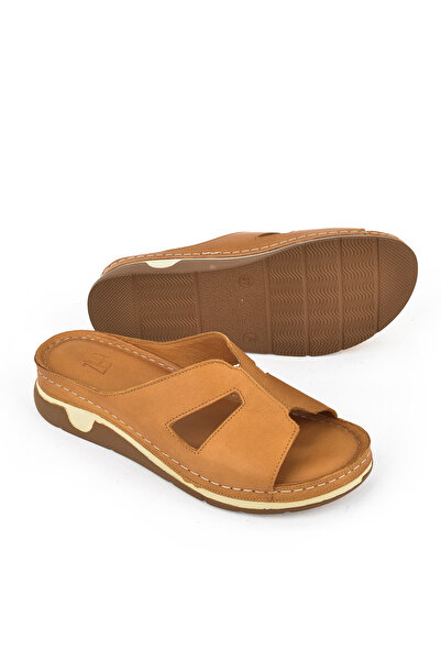 Ziya Γυναικείες παντόφλες από γνήσιο δέρμα - Tan 1511008Z23