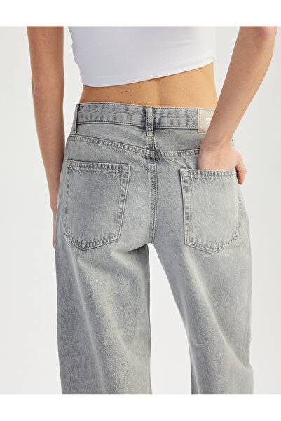 Koton Yıkamalı Geniş Paça Rahat Kalıp Denim Pantolon - Wide Leg Jean