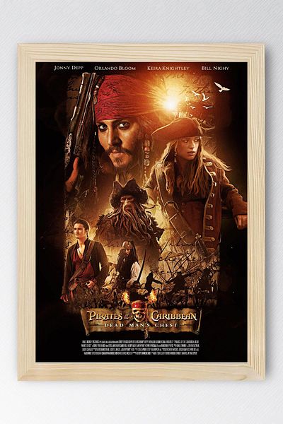 Saturn Pirates of the Caribbean Framed Painting - Chest of the Dead Movie Poster Painting