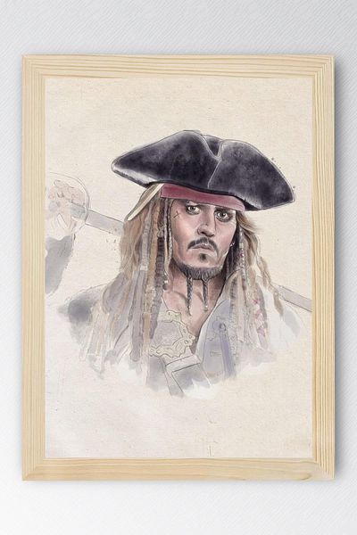 Saturn Pictură înrămată Pirații din Caraibe - Poster de film Jack Sparrow