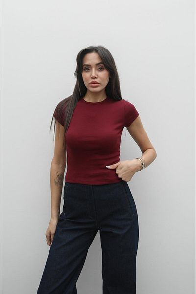 Havoş Tricou Burgundy Pena Crew Deck Fit