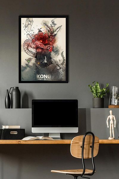 Saturn Kong Skull Island Framed Painting - Skull Island Movie Poster Painting