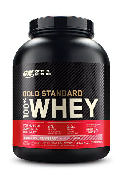 ON Optimum Nutrition ON Gold Standard 100% Whey (5LB) نكهة الفراولة اللذيذة