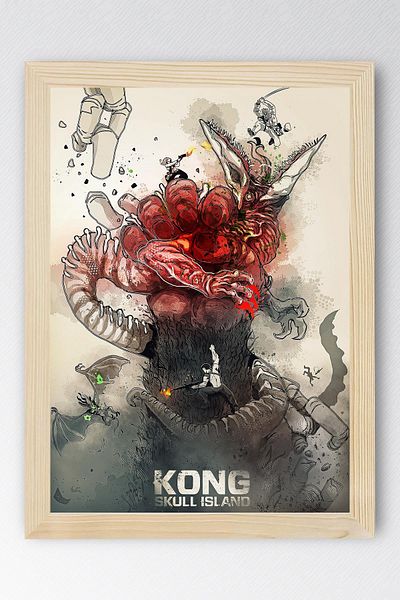 Saturn Kong Skull Island Framed Painting - Skull Island Movie Poster Painting
