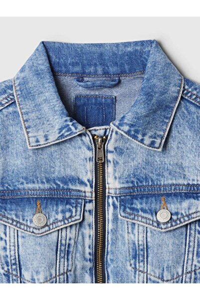 GAP Kız Çocuk Mavi Icon Bomber Denim Ceket