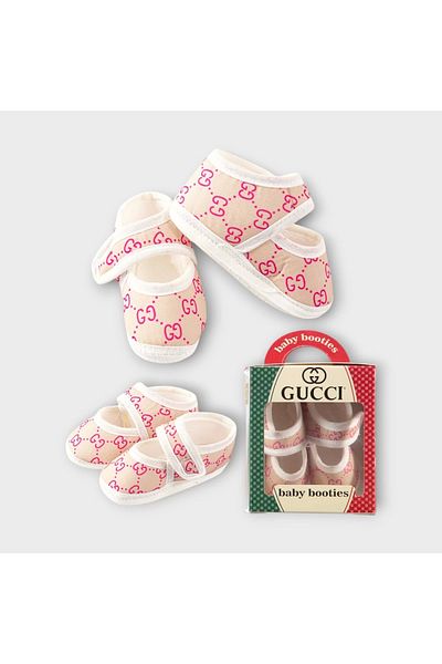Woops Baby Marka Cucci Pattern Baby Booties Shoes Unisex 0-6 Months