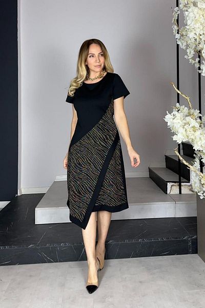 gesmoda G1275 - Black Asymmetrical Glitter Dress