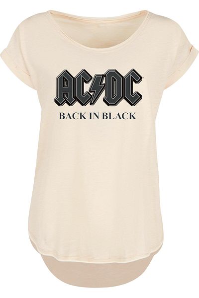 F4NT4STIC Damen Acdc Back In Black With Ladies Long Slub Tee
