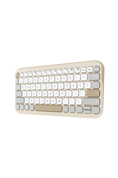 ASUS Marshmallow Mini Kablosuz Bluetooth Sessiz Çoklu Cihaz Destekli Q-TÜRKÇE KW100 Klavye GOLD