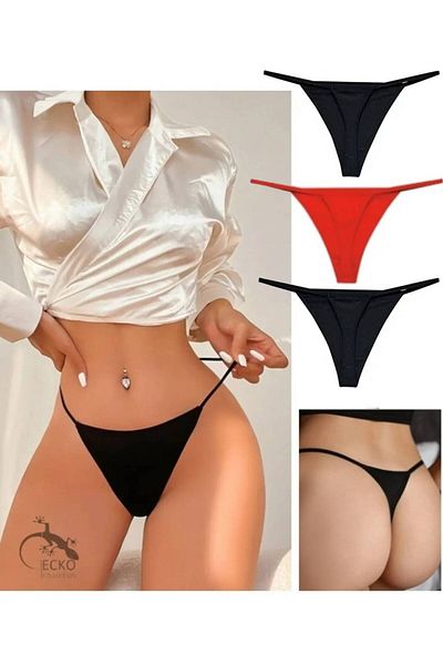 yokyokcollection String Thong Drawstring Elastic Women's Fantasy Thong 3 Pieces