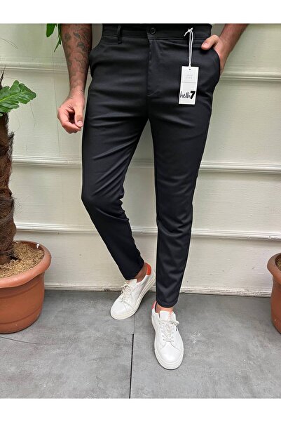 hello7 Ανδρικό μαύρο παντελόνι W Pattern