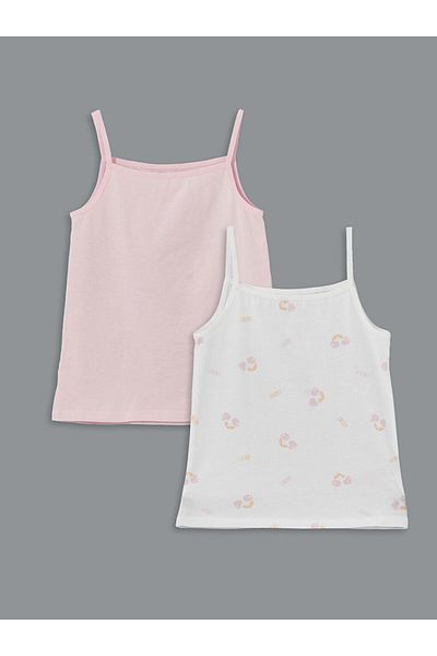 LC Waikiki New Season Square Collar Strappy Girl's Undershirt 2-Piece - S5Au69Z1