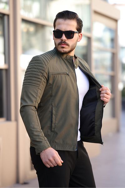 Mero Life Ανδρικό εποχιακό παλτό με επένδυση από χακί αδιάβροχο και αντιανεμικό