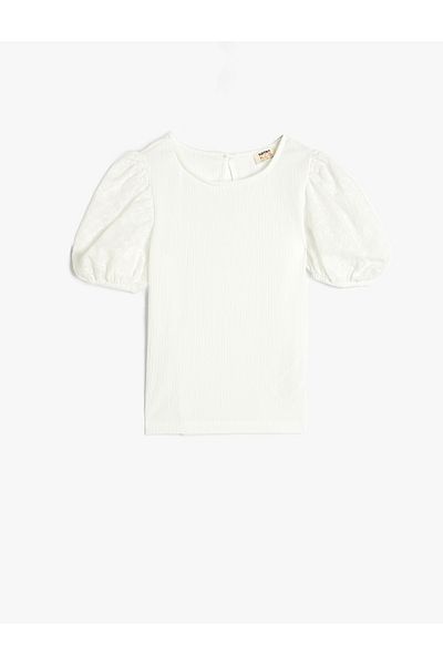 Koton Round Neck Short Balloon Sleeve Blouse