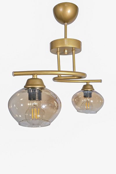 Fer Avize Fuji Modern Decorative Antique Color Glass 2-Piece Chandelier Living Room - Kitchen - Bedroom