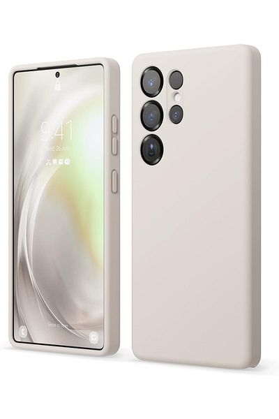 Elago جراب سيليكون سائل لهاتف Samsung Galaxy S25 ULTRA ببطانة ناعمة من الألياف الدقيقة - حجري