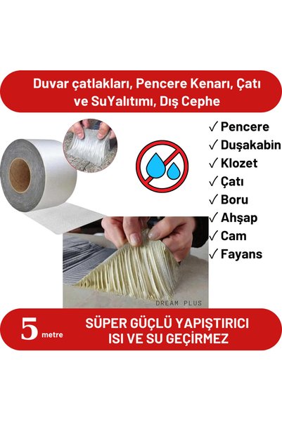 dreamplus hayalinin ötesinde 5M X 5CM Süper Güçlü Su Sızdırmaz Çamur Bant 5mt X 5cm Tamir Çatlak Boru Bandı. Çatı Izolasyon Bandı