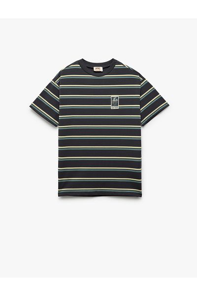 Koton Tricou cu mânecă scurtă din bumbac cu dungi oversize