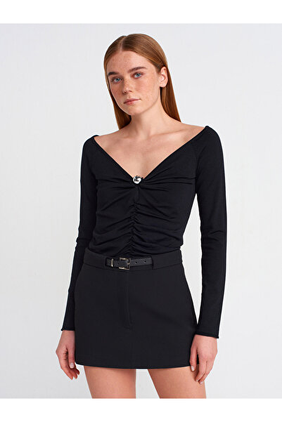Dilvin 81056 Kemerli Şort Etek-Siyah