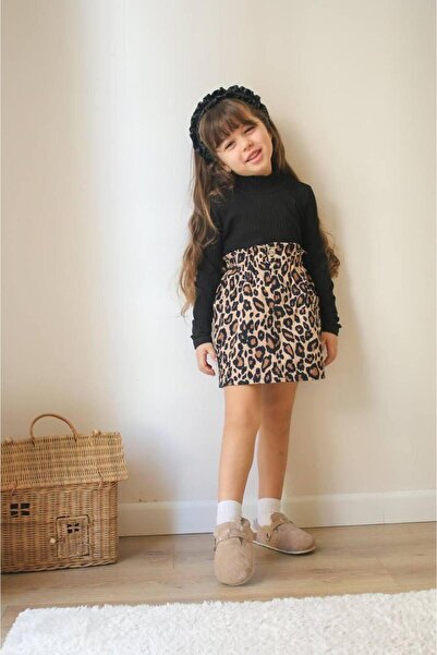 JELİBOOM Costum cu fustă cu model leopard pentru fete