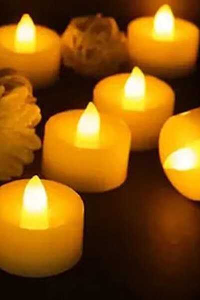 Mhm Collections Alshop Ledli Mum Tealight Işıklı Dumansız Alevli Sarı Pilli L...