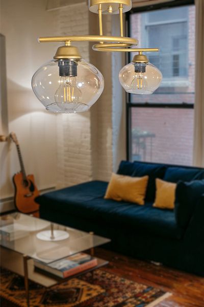 Fer Avize Fuji Modern Decorative Antique Color Glass 2-Piece Chandelier Living Room - Kitchen - Bedroom