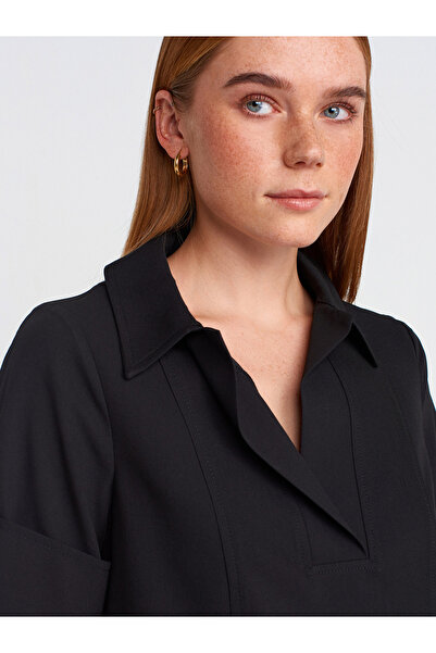 Dilvin 90912 Φόρεμα Polo Neck-μαύρο