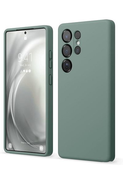 Elago جراب سيليكون سائل لهاتف Samsung Galaxy S25 ULTRA ببطانة ناعمة من الألياف الدقيقة - أخضر داكن