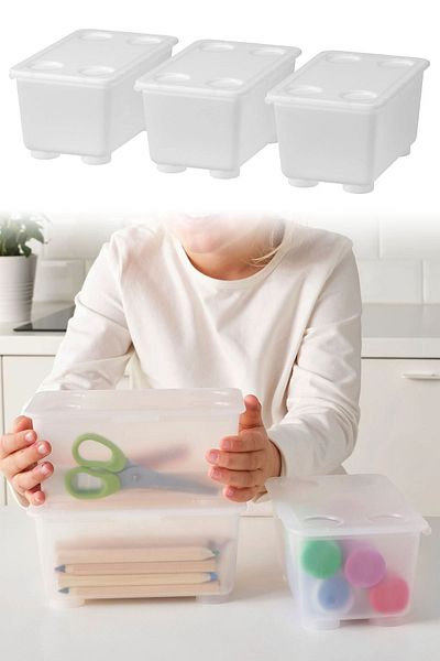 Binbirreyon Storage Box Set with Lid Organizing Box Set of 3 17X10Cm Dd040