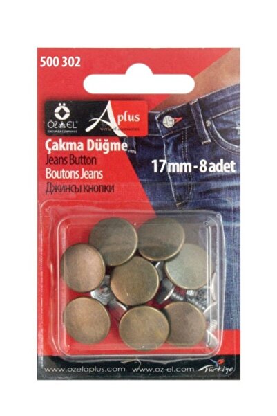 ÖZ-EL AŞ Antik Kahve Çakma Düğme 17 mm 8 adet, Denim, Kot Düğmesi 500 302