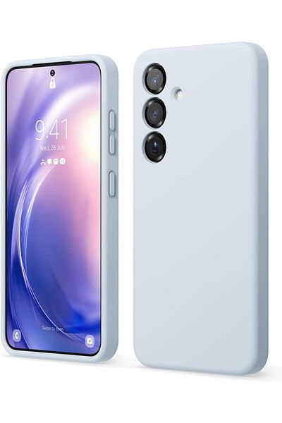 Elago جراب سيليكون سائل لهاتف Samsung Galaxy S25 ببطانة ناعمة من الألياف الدقيقة - أزرق فاتح