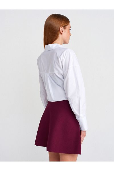 Dilvin 80123 Fusta tricot cu talie elastică-Bordeaux