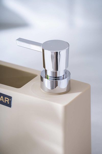 ACAR Astoria Acrylic Liquid Soap Dispenser with Sponge Chamber - Cream/Silver