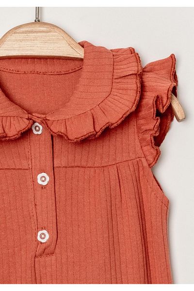 Chicsy Baby Organic Sweet Newborn Flexible Baby Girl's Overalls with Ruffle Collar Detail Snap Closure