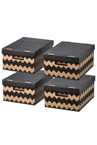 Binbirreyon Covered Storage Box Set 4 Piece Set Archive Pantry Box Dd017