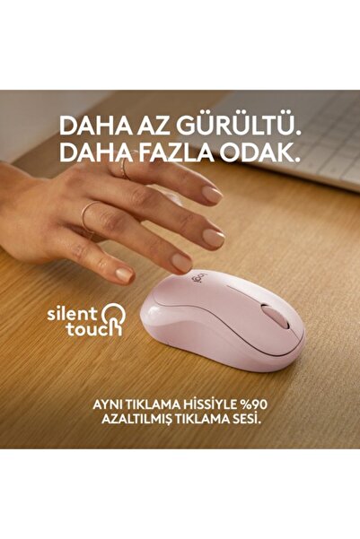 logitech M240 Sessiz Kompakt Kablosuz Bluetooth Mouse, Pembe 910-007121