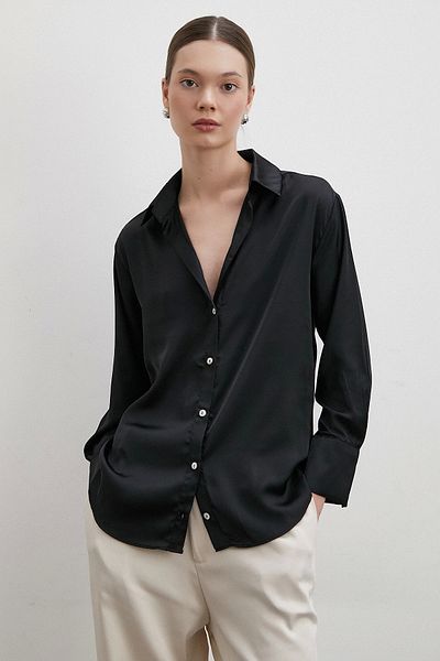 Never more Black V-Neck Chiffon Shirt