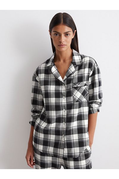 Marc O'Polo Pyjamaoberteil Cozy Flanell Schlaf-oberteil Nachthemd Sleepshirt