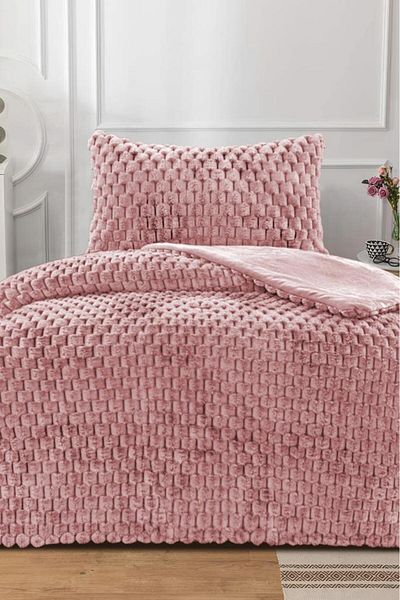 Çeyiz Diyarı Winter Tale Rabbit Hair Single Duvet Set 180X230 cm Plum