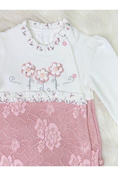 Yollo Kids %100 Pamuk Premium Dantelli Kız Bebek Tulum