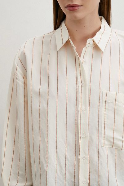 Never more Brown Modal Shirt - Contrast Stripes