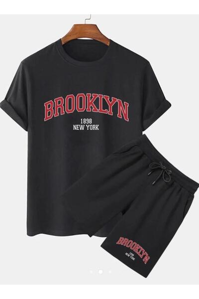 ADWAX Τυπωμένο BROKLIN Διπλό Σετ Σορτς-Τ-shirt